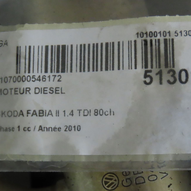 Moteur diesel occasion SKODA FABIA II Phase 1 05-2007->03-2010 1.4 TDI 80ch 45100098BX 7