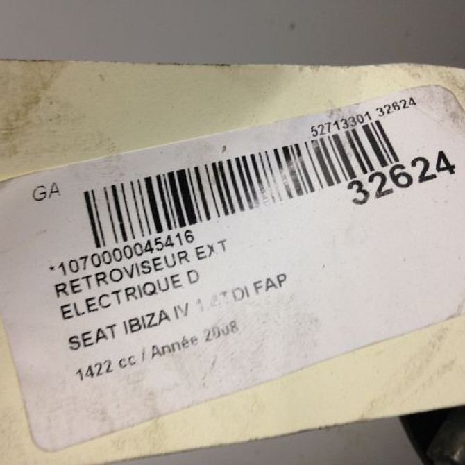 Retroviseur exterieur electrique droit occasion SEAT IBIZA IV Phase 1 05-2008->01-2012 1.4 TDI 80ch 6J1857508H9B9 4
