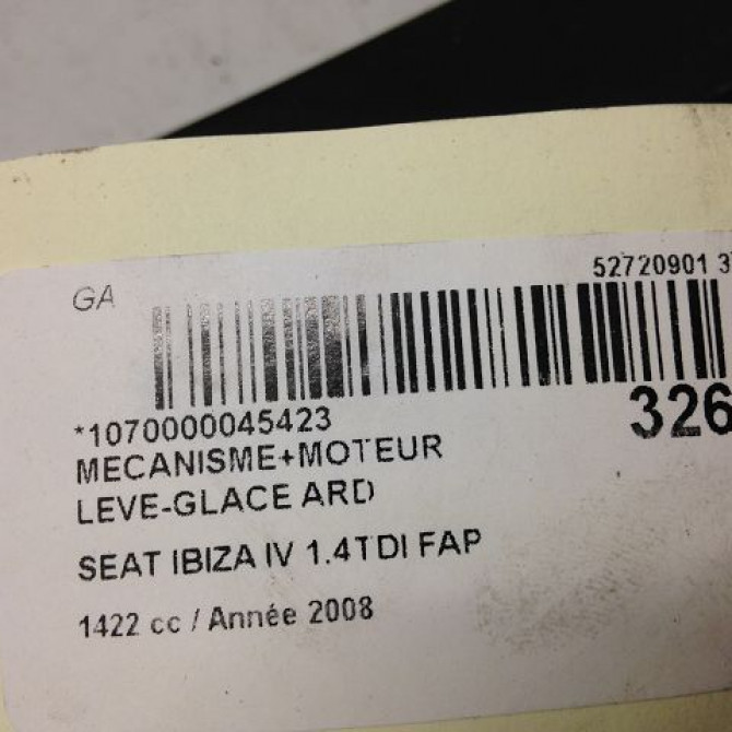 Mecanisme+moteur leve-glace ard occasion SEAT IBIZA IV Phase 1 05-2008->01-2012 1.4 TDI 80ch 6J4839462C 5