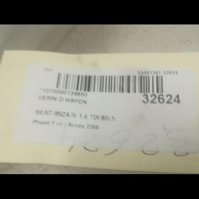Verin droit hayon occasion SEAT IBIZA IV Phase 1 05-2008->01-2012 1.4 TDI 80ch 6J4827550C 2