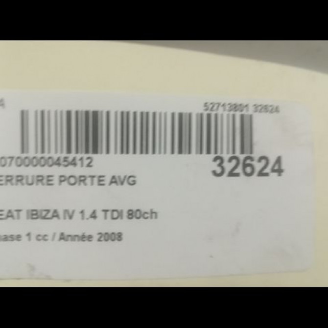 Serrure porte avg occasion SEAT IBIZA IV Phase 1 05-2008->01-2012 1.4 TDI 80ch 5N1837015M 4