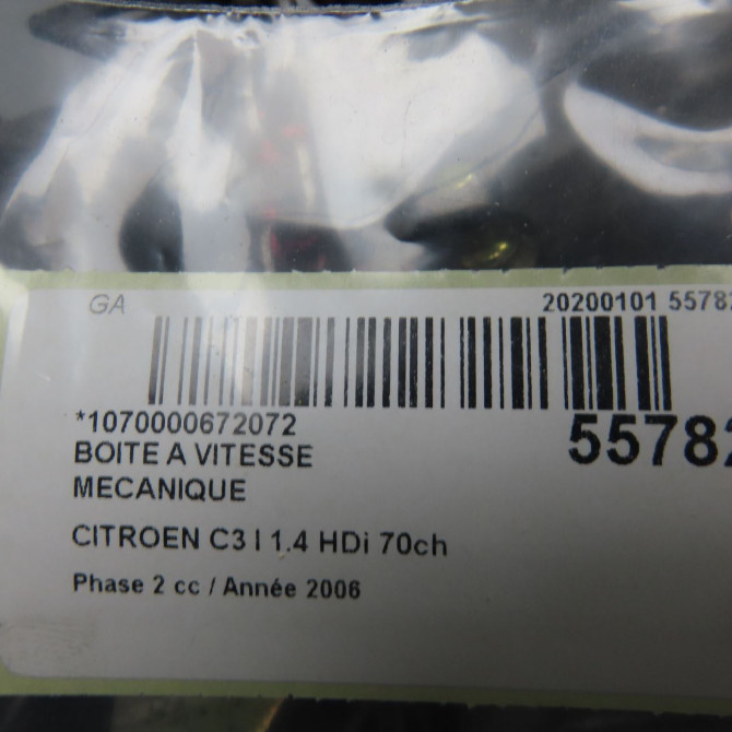 Boîte à vitesse mecanique occasion CITROEN C3 I Phase 2 10-2005->12-2010 1.4 HDi 70ch 2222XH 5