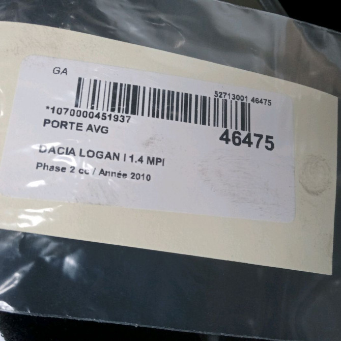 Porte avant gauche occasion DACIA LOGAN I Phase 2 07-2008->12-2012 1.4 MPI 801016598R 3
