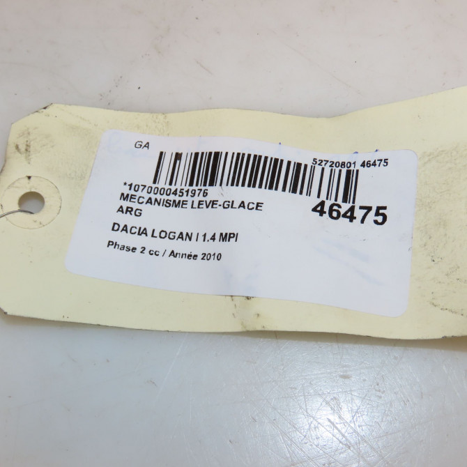 Mecanisme leve-glace arrière gauche occasion DACIA LOGAN I Phase 2 07-2008->12-2012 1.4 MPI 8200783890 4