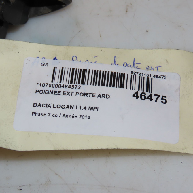 Poignee ext porte ard occasion DACIA LOGAN I Phase 2 07-2008->12-2012 1.4 MPI 6001549492 3