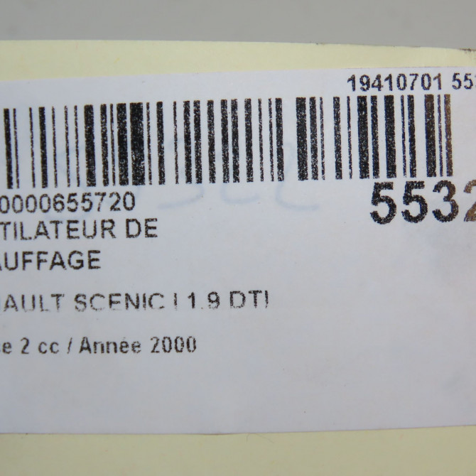 Ventilateur de chauffage occasion RENAULT SCENIC I Phase 2 08-1999->06-2003 1.9 DTI 100ch 7701048387 7