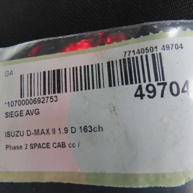 Siège avant gauche occasion ISUZU 146 Phase 1 04-1995->04-1999 1.9 D 163ch 5