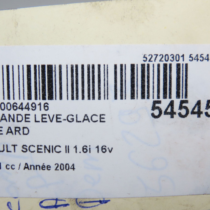 Commande leve-glace porte arrière droite occasion RENAULT SCENIC II Phase 1 03-2004->09-2006 1.6i 16v 8200315029 5