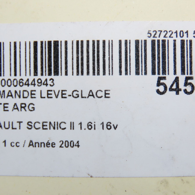 Commande leve-glace porte arrière gauche occasion RENAULT SCENIC II Phase 1 03-2004->09-2006 1.6i 16v 8200315029 5