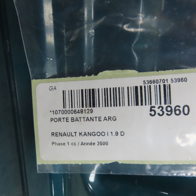 Porte battante arrière gauche occasion RENAULT KANGOO I Phase 1 09-1997->06-2003 1.9 D 65ch 901016192R 5