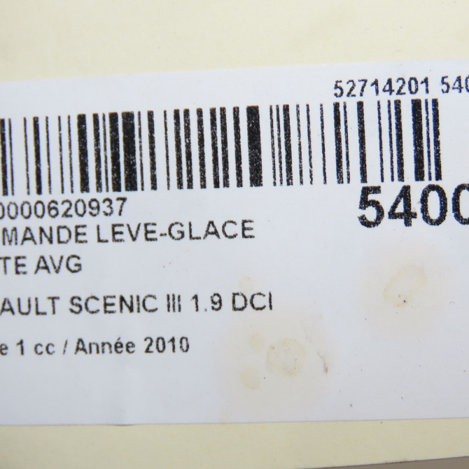 Commande lève-glace porte avant gauche occasion RENAULT SCENIC III Phase 1 04-2009->11-2011 1.9 DCI 130ch 809610017R 5