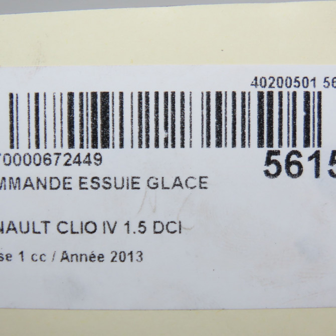 Commande essuie glace occasion RENAULT CLIO IV Phase 1 07-2012->... 1.5 DCI 90ch 8201168013 5