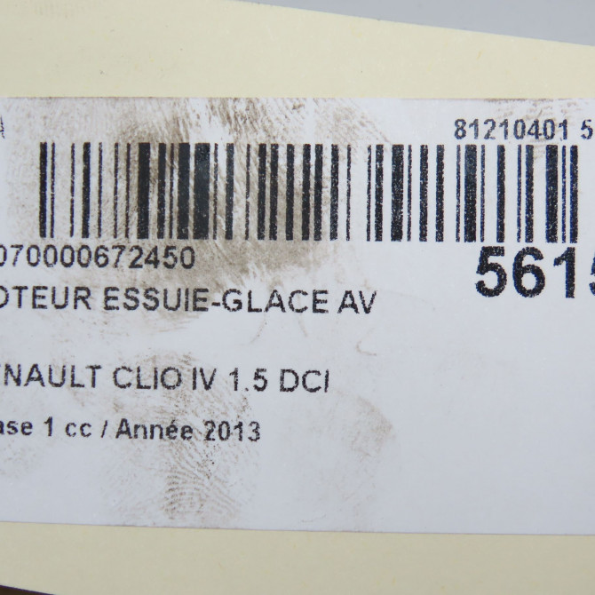 Moteur essuie-glace avant occasion RENAULT CLIO IV Phase 1 07-2012->... 1.5 DCI 90ch 288A53268R 6