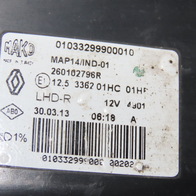 Phare droit occasion RENAULT CLIO IV Phase 1 07-2012->... 1.5 DCI 90ch 260106624R 5