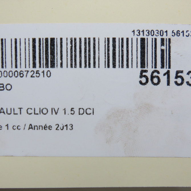 Turbo occasion RENAULT CLIO IV Phase 1 07-2012->... 1.5 DCI 90ch 144116213R 8