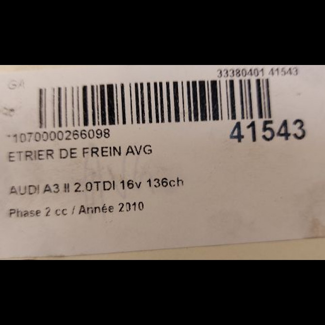 Etrier de frein avant gauche occasion AUDI A3 II Phase 2 06-2008->07-2012 2.0TDI 16v 136ch 1K0615123E 3