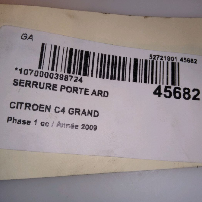 Serrure porte ard occasion CITROEN C4 GRAND PICASSO I Phase 1 10-2006->09-2013 1.6 HDI 110ch 9138J9 5