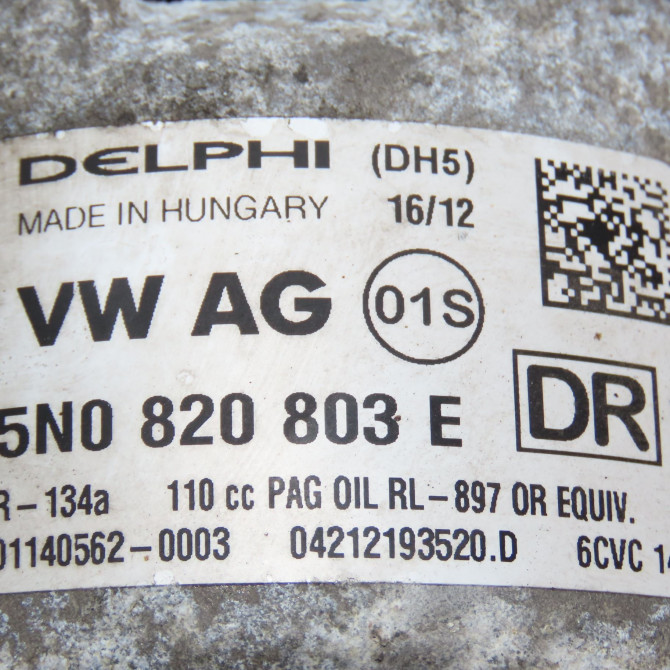 Compresseur air conditionne occasion VOLKSWAGEN POLO V POLO V Phase 1 2009-09-01->2014-05-31 1.6 TDI 90 1K0820808F 6