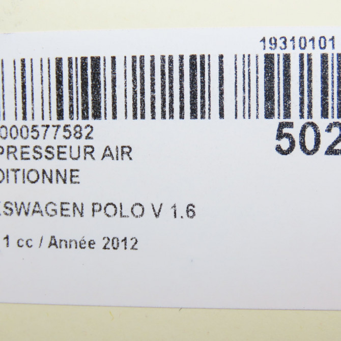 Compresseur air conditionne occasion VOLKSWAGEN POLO V POLO V Phase 1 2009-09-01->2014-05-31 1.6 TDI 90 1K0820808F 8