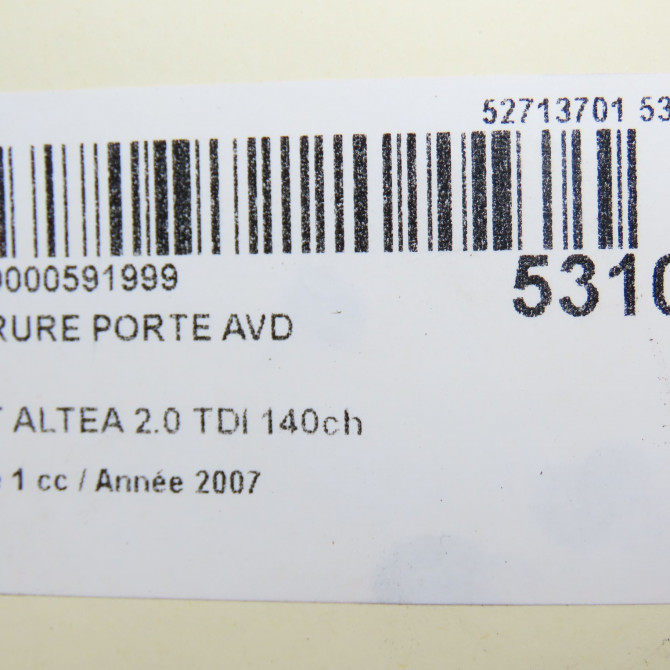 Serrure porte avd occasion SEAT ALTEA Phase 1 04-2004->05-2009 2.0 TDI 140ch 1P1837016 6