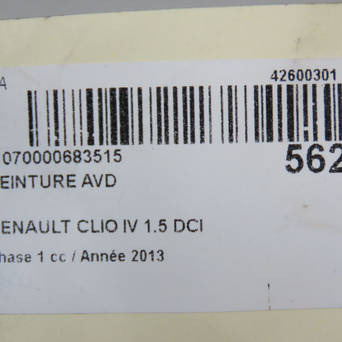 Ceinture avant droite occasion RENAULT CLIO IV Phase 1 07-2012->... 1.5 DCI 90ch 868840454R 7