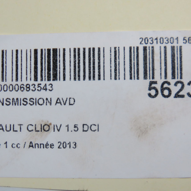 Transmission avant droite occasion RENAULT CLIO IV Phase 1 07-2012->... 1.5 DCI 90ch 391008239R 6
