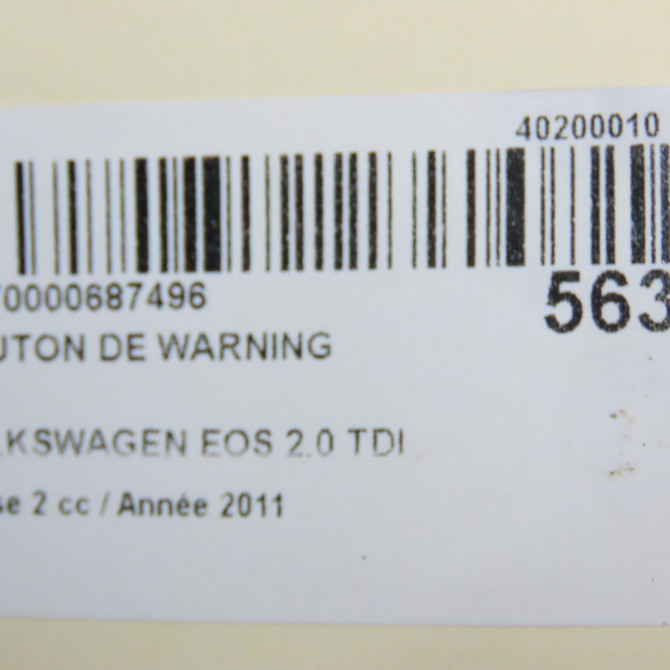 Bouton de warning occasion VOLKSWAGEN EOS Phase 1 04-1995->04-1999 2.0 TDI 140ch 1Q0953509 5