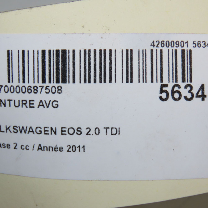 Ceinture avant gauche occasion VOLKSWAGEN EOS Phase 1 04-1995->04-1999 2.0 TDI 140ch 1Q1857705DRAA 7