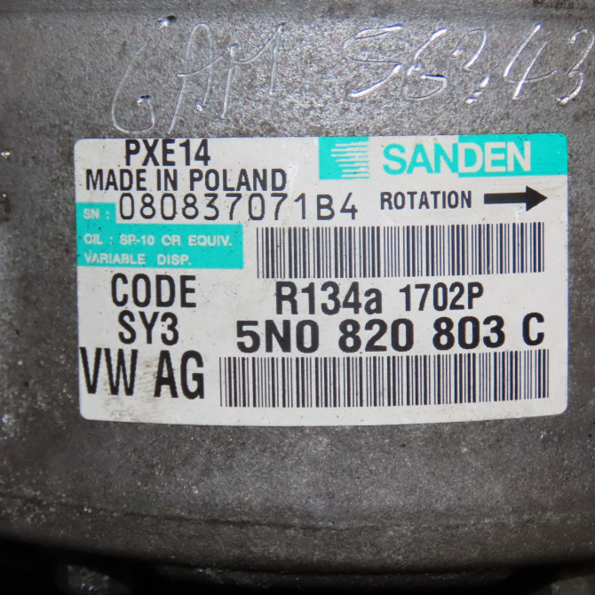 Compresseur air conditionne occasion VOLKSWAGEN EOS Phase 1 04-1995->04-1999 2.0 TDI 140ch 1K0820808F 7
