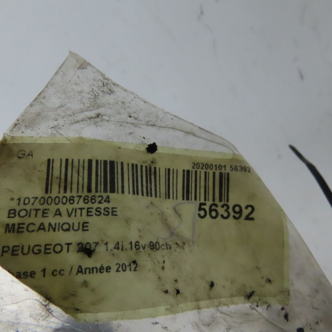 Boîte à vitesse mecanique occasion PEUGEOT 207 Phase 1 04-2006->06-2013 1.4i 16v 90ch 9803846280 6