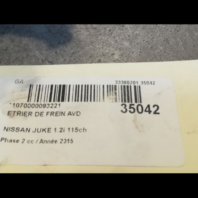 Etrier de frein avant droit occasion NISSAN JUKE Phase 2 03-2014->... 1.2i 115ch 41001EN00B 3