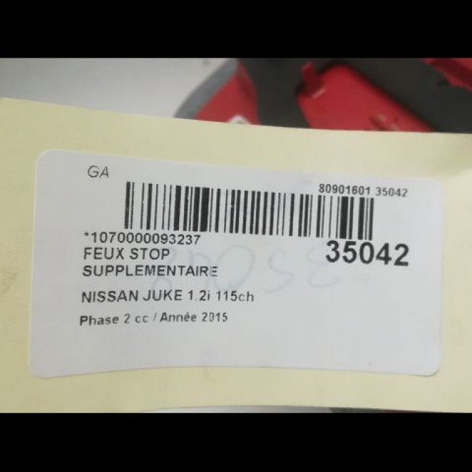 Feux stop supplementaire occasion NISSAN JUKE Phase 2 03-2014->... 1.2i 115ch 26590BV80A 3
