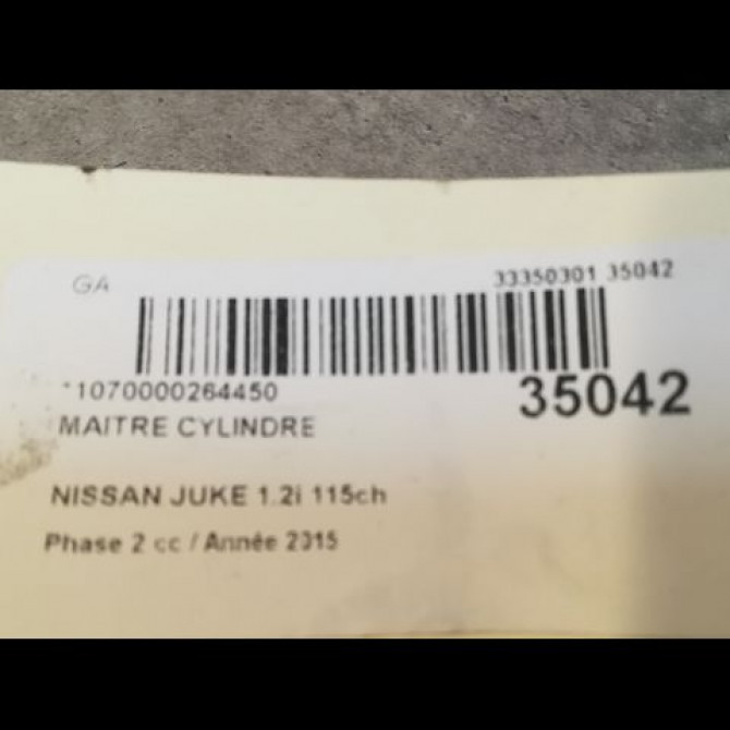 Maitre cylindre occasion NISSAN JUKE Phase 2 03-2014->... 1.2i 115ch 460101KA0B 2