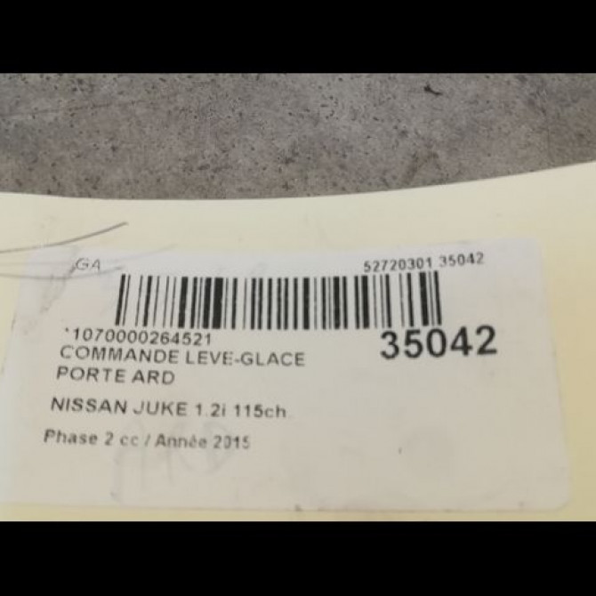 Commande leve-glace porte arrière droite occasion NISSAN JUKE Phase 2 03-2014->... 1.2i 115ch 254111KL5A 2