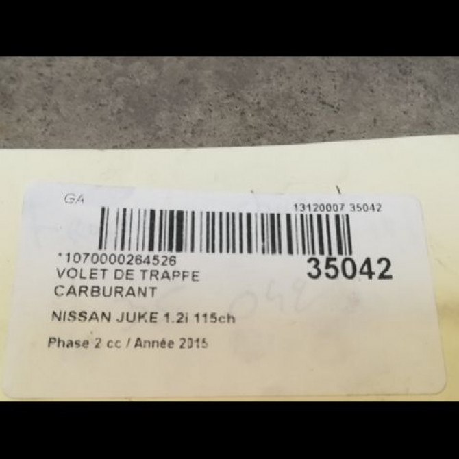 Volet de trappe carburant occasion NISSAN JUKE Phase 2 03-2014->... 1.2i 115ch 788301KA0A 3