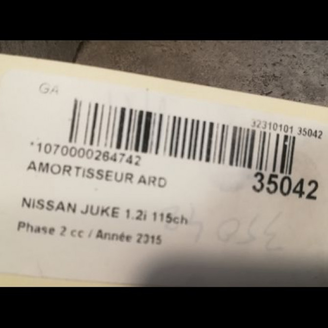 Amortisseur arrière droit occasion NISSAN JUKE Phase 2 03-2014->... 1.2i 115ch E62101KA1B 2