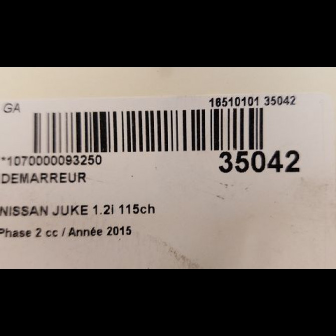 Démarreur occasion NISSAN JUKE Phase 2 03-2014->... 1.2i 115ch 2330000Q3D 3