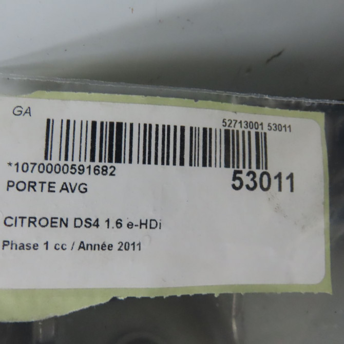 Porte avant gauche occasion CITROEN DS4 Phase 1 01-2011->03-2016 1.6 e-HDi 110ch 9002EH 3
