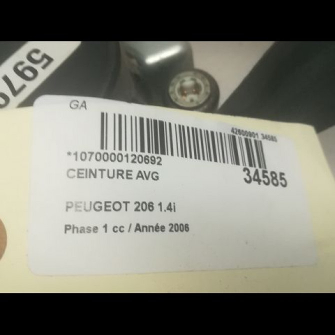 Ceinture avant gauche occasion PEUGEOT 206 Phase 1 09-1998->03-2009 1.4i 8974GP 5