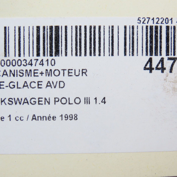 Mecanisme + moteur lève-glace avant droit occasion VOLKSWAGEN POLO III Phase 1 10-1994->11-1999 1.4 6N4837462 8