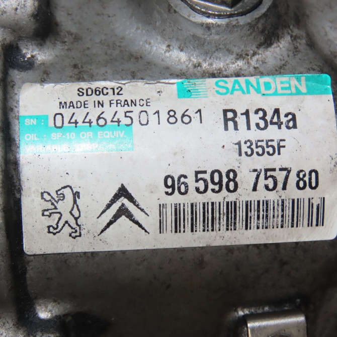 Compresseur air conditionne occasion PEUGEOT 207 Phase 1 04-2006->06-2013 1.4 HDI 70ch 9822826880 7