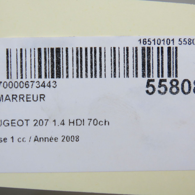 Démarreur occasion PEUGEOT 207 Phase 1 04-2006->06-2013 1.4 HDI 70ch 5802FG 7