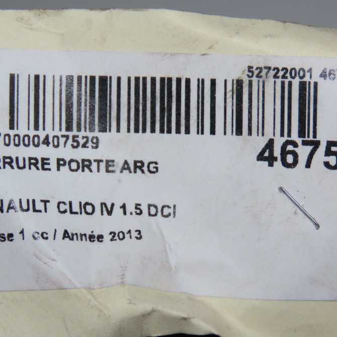 Serrure porte arg occasion RENAULT CLIO IV Phase 1 07-2012->... 1.5 DCI 90ch 825015591R 8