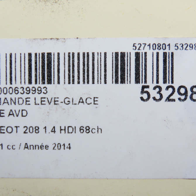 Commande lève-glace porte avant droite occasion PEUGEOT 208 208 Phase 1 2012-03-01->2015-09-30 1.4 HDI 68ch 96751118ZD 6