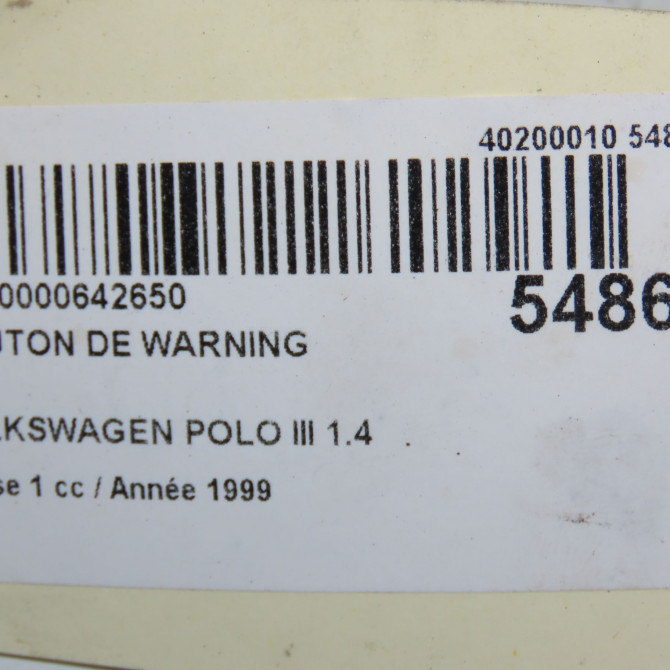 Bouton de warning occasion VOLKSWAGEN POLO III Phase 1 10-1994->11-1999 1.4 60ch 6N1953235B41 5