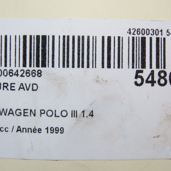 Ceinture avant droite occasion VOLKSWAGEN POLO III Phase 1 10-1994->11-1999 1.4 60ch 6N4857706CB41 5