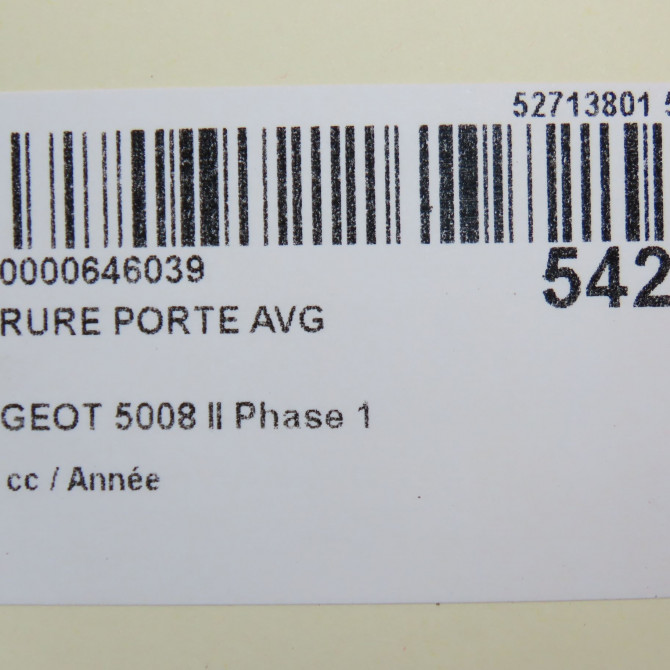 Serrure porte avg occasion PEUGEOT 5008 II Phase 1 10-2016->... 9810423880 6