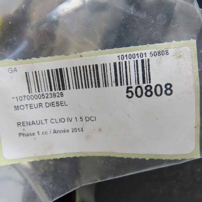Moteur diesel occasion RENAULT CLIO IV Phase 1 07-2012->... 1.5 DCI 90ch 8201535502 8
