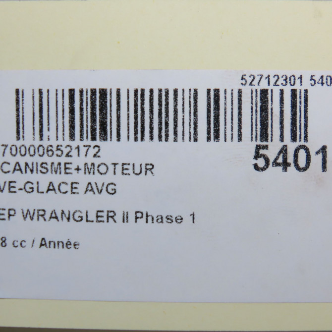 Mecanisme+moteur leve-glace avg occasion JEEP WRANGLER II Phase 1 04-2007->... K68301947AA 5
