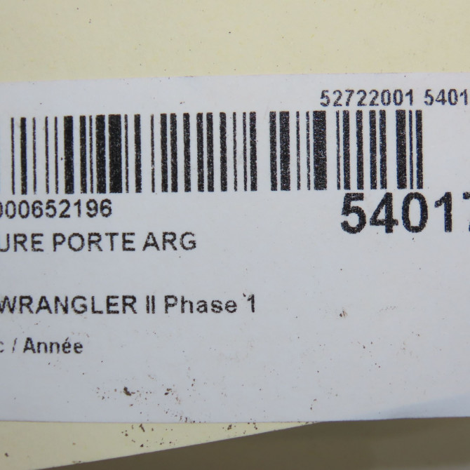 Serrure porte arg occasion JEEP WRANGLER II Phase 1 04-2007->... K68282961AA 6